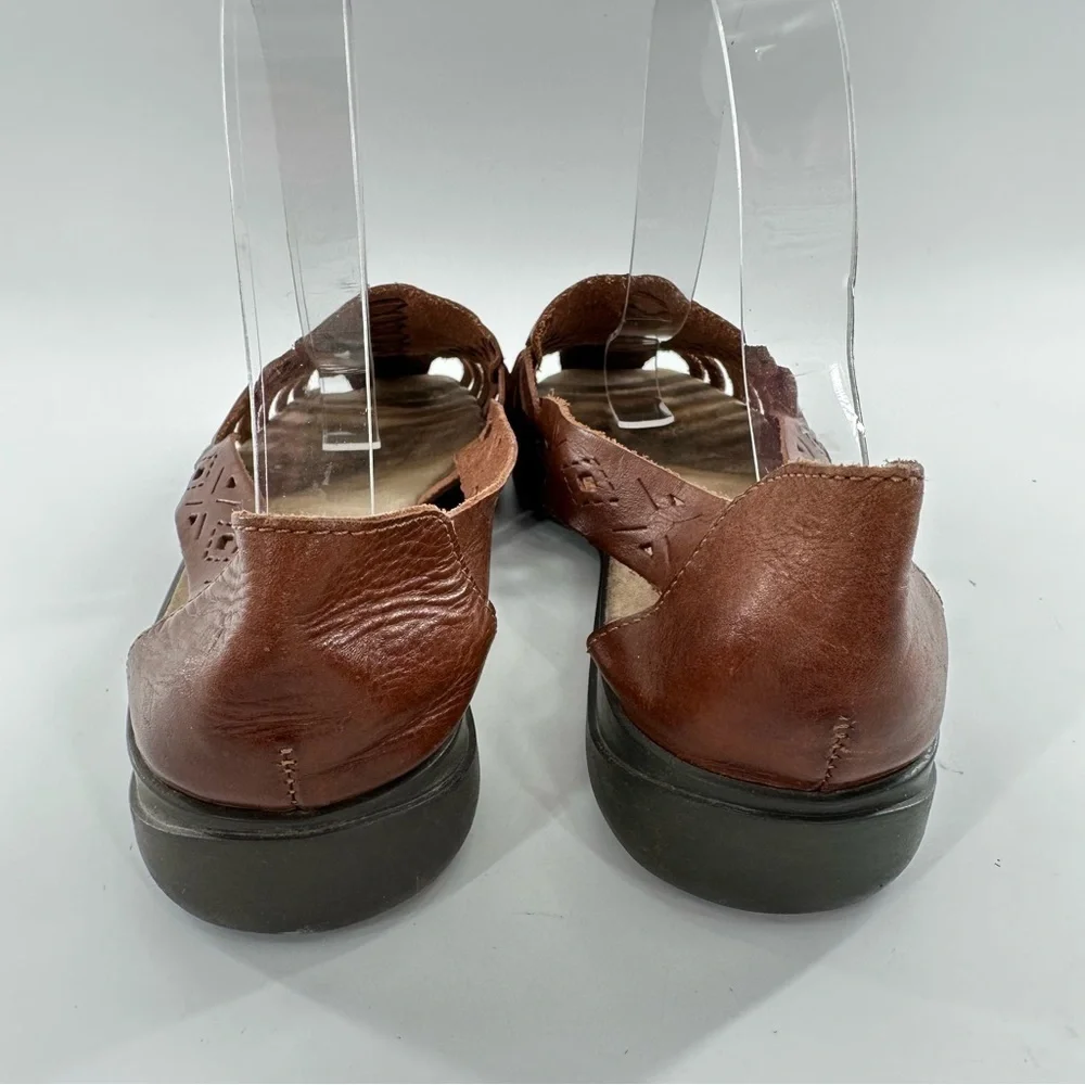 Faded Glory Tara flats size 8.5 brown leather square toe woven 80s 90s vintage
